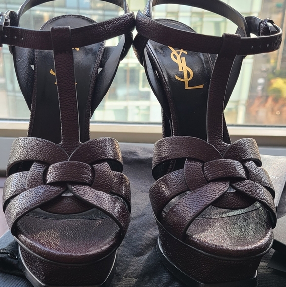 YSL Saint Laurent Tribute Heels in Deep Maroon, size US 6.5 / 36.5 LIKE NEW - Picture 2 of 8
